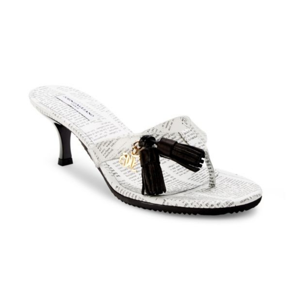 John Galliano Mini Newspaper Print Sandals